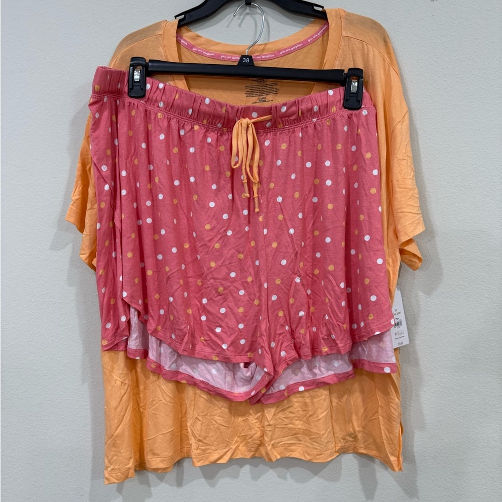 Orange and Pink Polka Dot Pajama Set